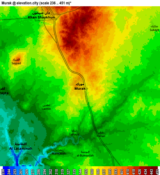 Zoom OUT 2x Mūrak, Syria elevation map