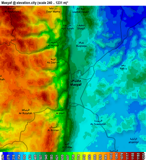 Zoom OUT 2x Maşyāf, Syria elevation map