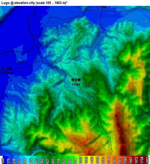 Zoom OUT 2x Lugu, Taiwan elevation map