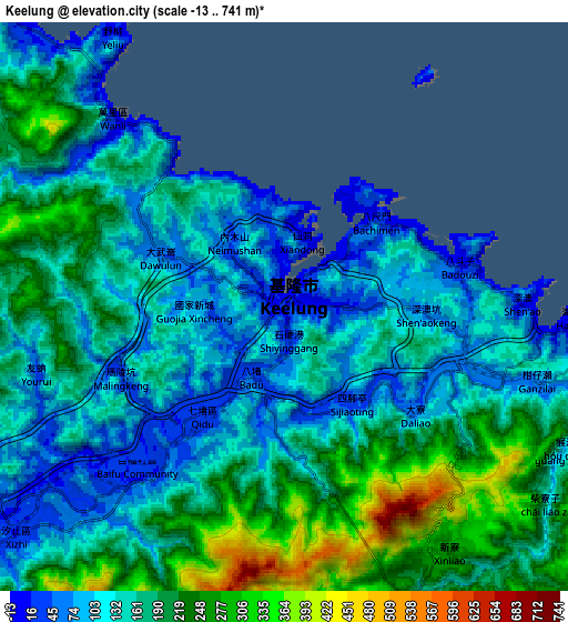 Zoom OUT 2x Keelung, Taiwan elevation map