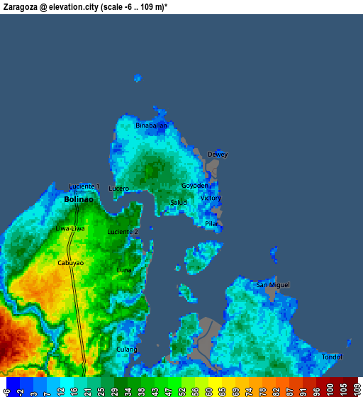 Zoom OUT 2x Zaragoza, Philippines elevation map