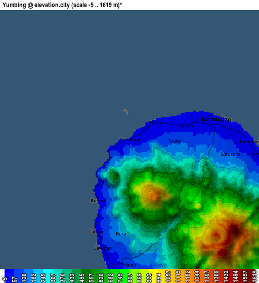 Zoom OUT 2x Yumbing, Philippines elevation map