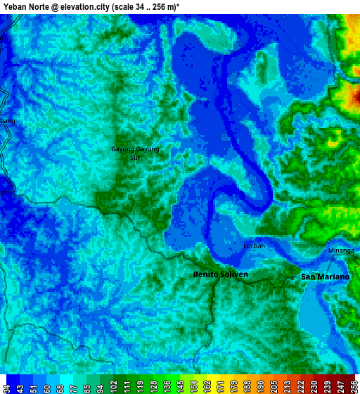 Zoom OUT 2x Yeban Norte, Philippines elevation map