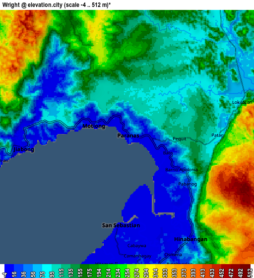 Zoom OUT 2x Wright, Philippines elevation map