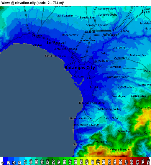 Zoom OUT 2x Wawa, Philippines elevation map