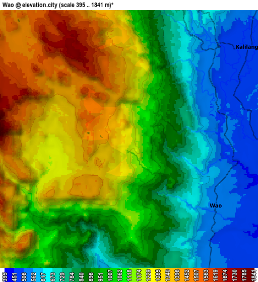 Zoom OUT 2x Wao, Philippines elevation map