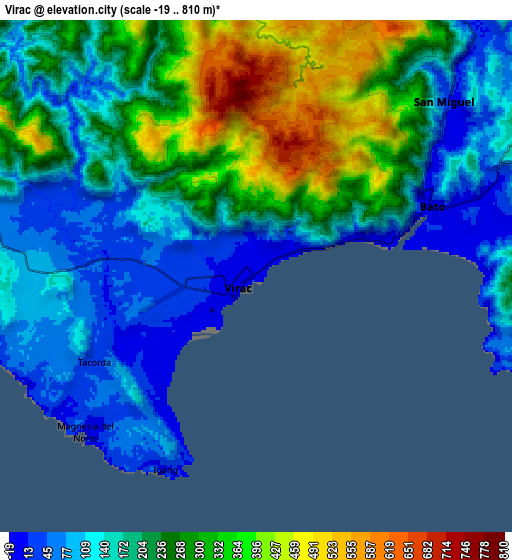 Zoom OUT 2x Virac, Philippines elevation map