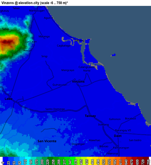 Zoom OUT 2x Vinzons, Philippines elevation map