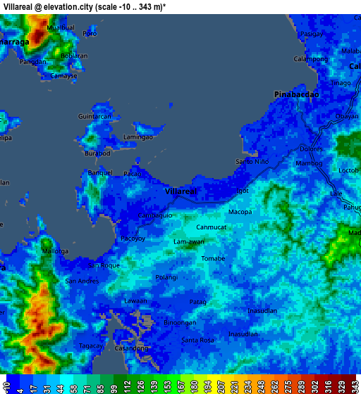 Zoom OUT 2x Villareal, Philippines elevation map