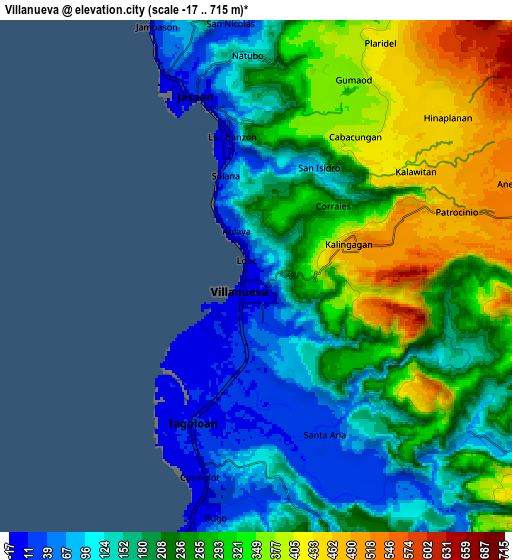 Zoom OUT 2x Villanueva, Philippines elevation map