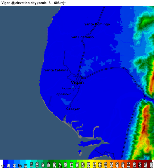 Zoom OUT 2x Vigan, Philippines elevation map