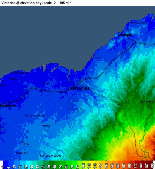 Zoom OUT 2x Victorias, Philippines elevation map