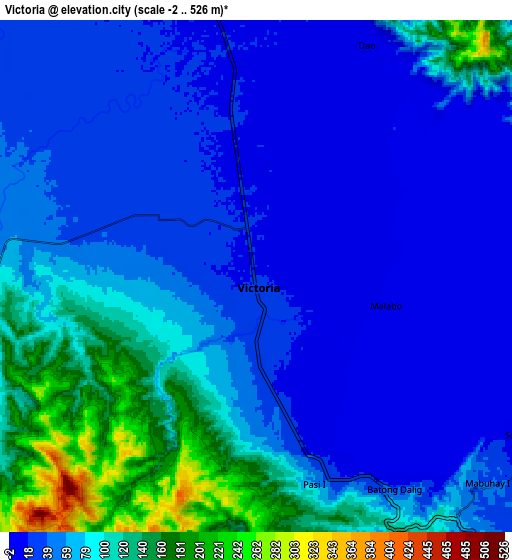 Zoom OUT 2x Victoria, Philippines elevation map