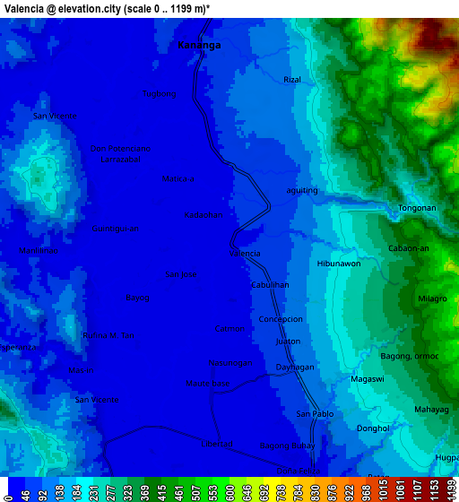 Zoom OUT 2x Valencia, Philippines elevation map