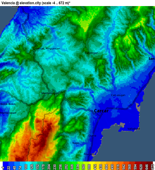 Zoom OUT 2x Valencia, Philippines elevation map