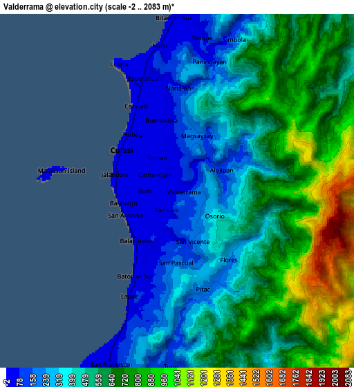 Zoom OUT 2x Valderrama, Philippines elevation map