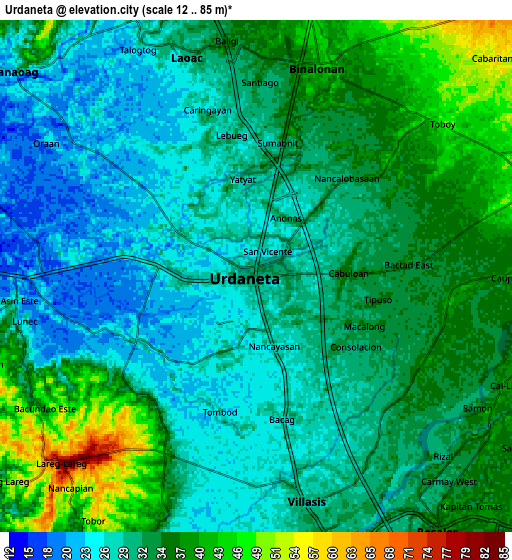 Zoom OUT 2x Urdaneta, Philippines elevation map