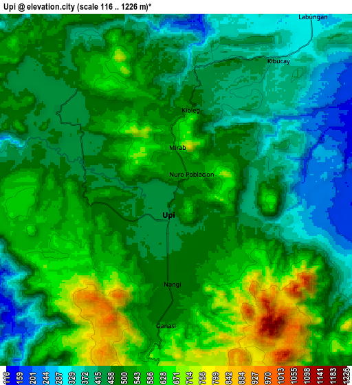 Zoom OUT 2x Upi, Philippines elevation map