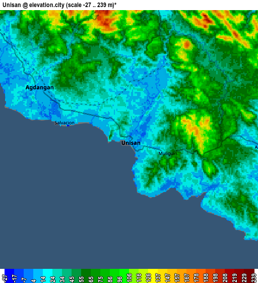 Zoom OUT 2x Unisan, Philippines elevation map