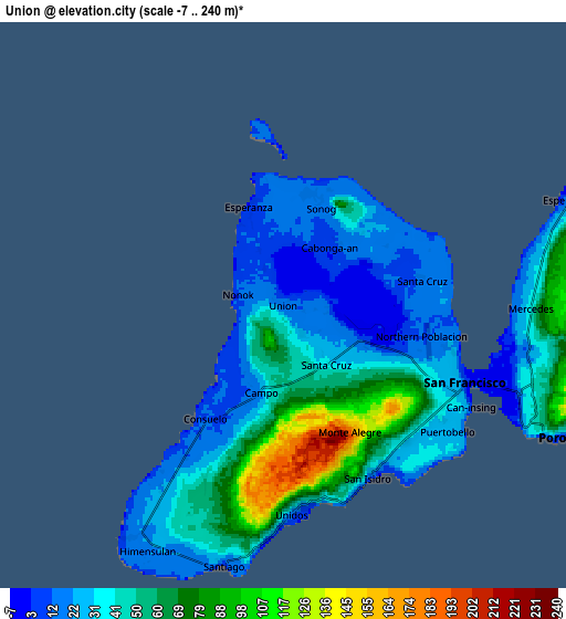 Zoom OUT 2x Union, Philippines elevation map