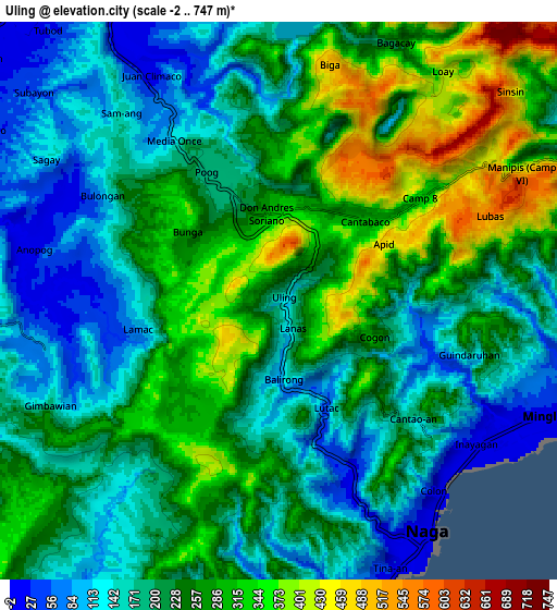 Zoom OUT 2x Uling, Philippines elevation map