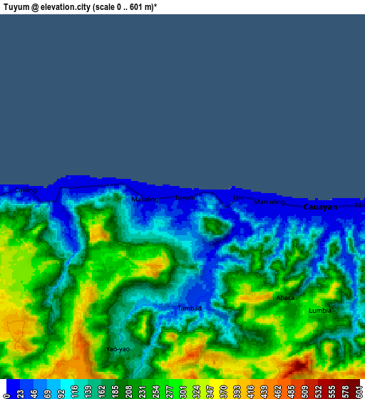 Zoom OUT 2x Tuyum, Philippines elevation map