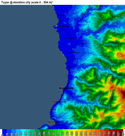 Zoom OUT 2x Tuyan, Philippines elevation map