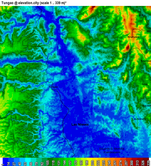 Zoom OUT 2x Tungao, Philippines elevation map