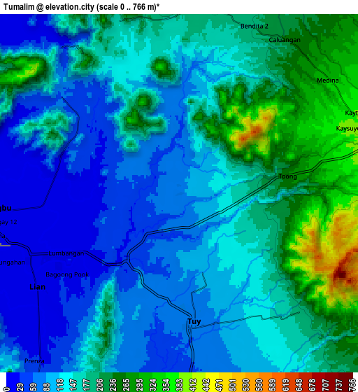 Zoom OUT 2x Tumalim, Philippines elevation map