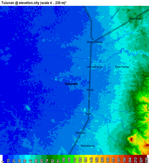 Zoom OUT 2x Tulunan, Philippines elevation map