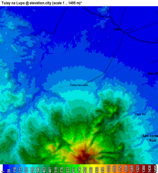 Zoom OUT 2x Tulay na Lupa, Philippines elevation map