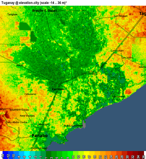 Zoom OUT 2x Tuganay, Philippines elevation map