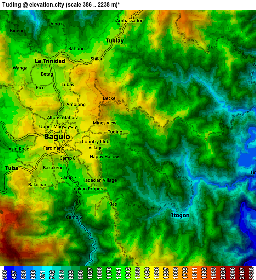 Zoom OUT 2x Tuding, Philippines elevation map