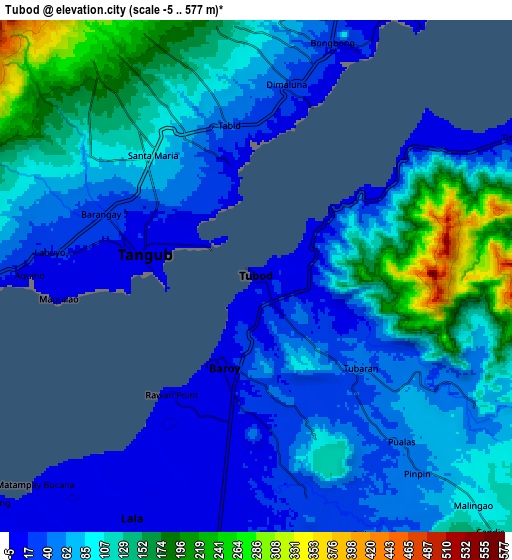 Zoom OUT 2x Tubod, Philippines elevation map