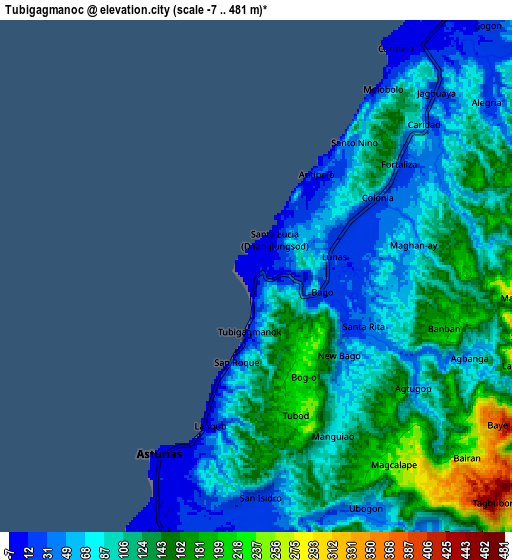 Zoom OUT 2x Tubigagmanoc, Philippines elevation map