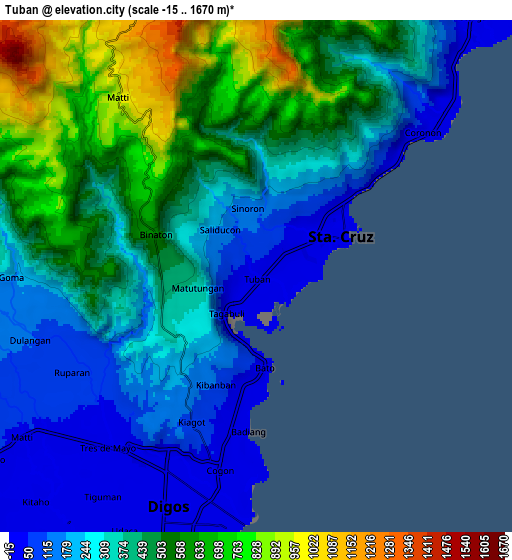 Zoom OUT 2x Tuban, Philippines elevation map