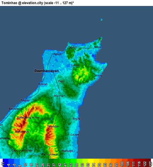 Zoom OUT 2x Tominhao, Philippines elevation map