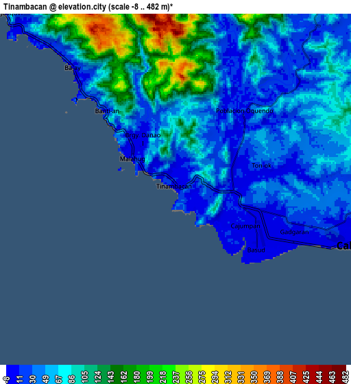 Zoom OUT 2x Tinambacan, Philippines elevation map