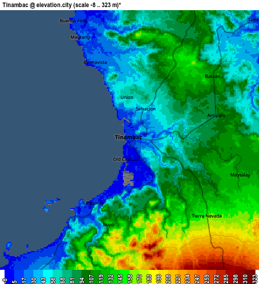 Zoom OUT 2x Tinambac, Philippines elevation map