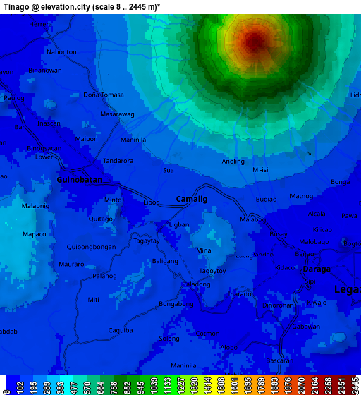 Zoom OUT 2x Tinago, Philippines elevation map