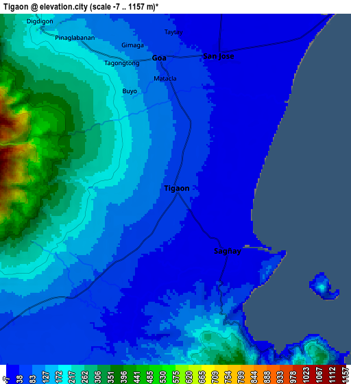 Zoom OUT 2x Tigaon, Philippines elevation map