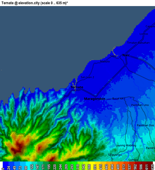 Zoom OUT 2x Ternate, Philippines elevation map