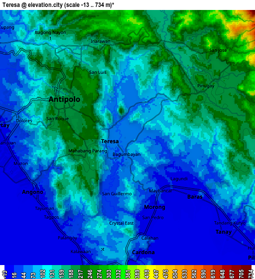 Zoom OUT 2x Teresa, Philippines elevation map