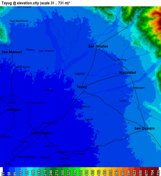 Zoom OUT 2x Tayug, Philippines elevation map