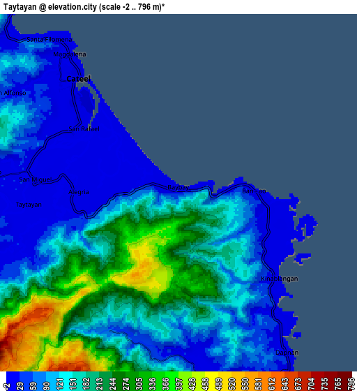 Zoom OUT 2x Taytayan, Philippines elevation map