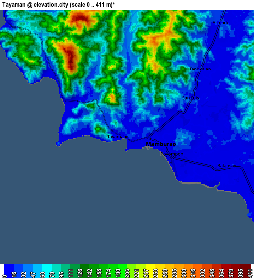 Zoom OUT 2x Tayaman, Philippines elevation map