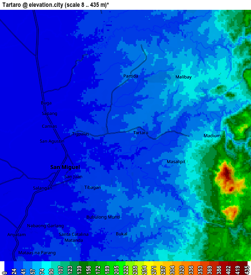 Zoom OUT 2x Tartaro, Philippines elevation map