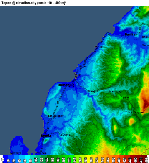 Zoom OUT 2x Tapon, Philippines elevation map