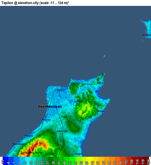 Zoom OUT 2x Tapilon, Philippines elevation map