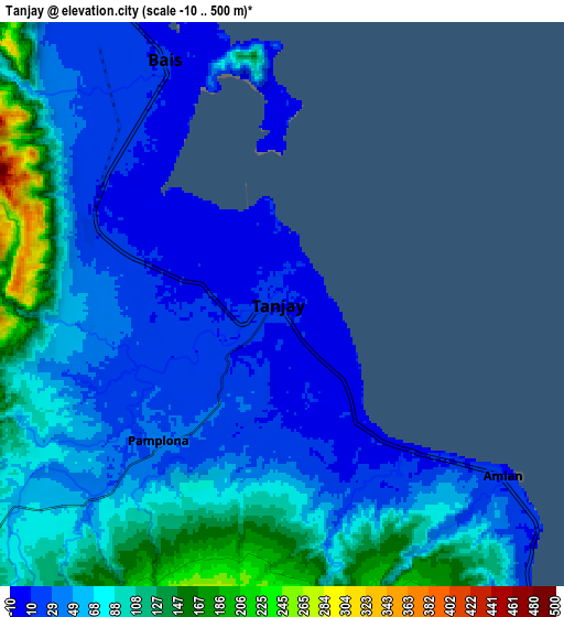 Zoom OUT 2x Tanjay, Philippines elevation map